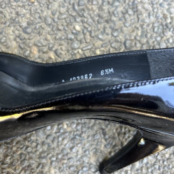 Stuart Weitzman Black Patent Leather Peep Toe Heels Size 6.5 M - Picture 5 of 16
